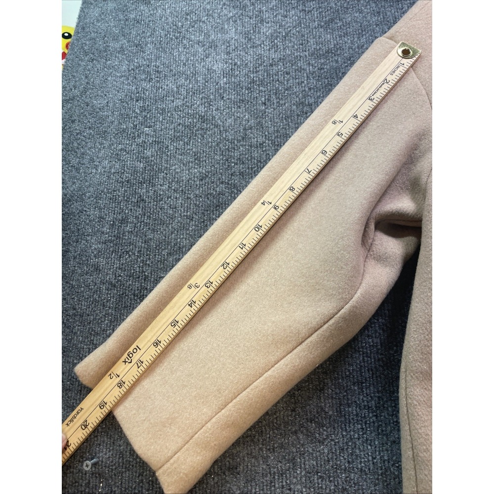 ABERCROMBIE and FITCH Coat Womens Medium Petite Lined Tan Button Mid-Length - Picture 10 of 13